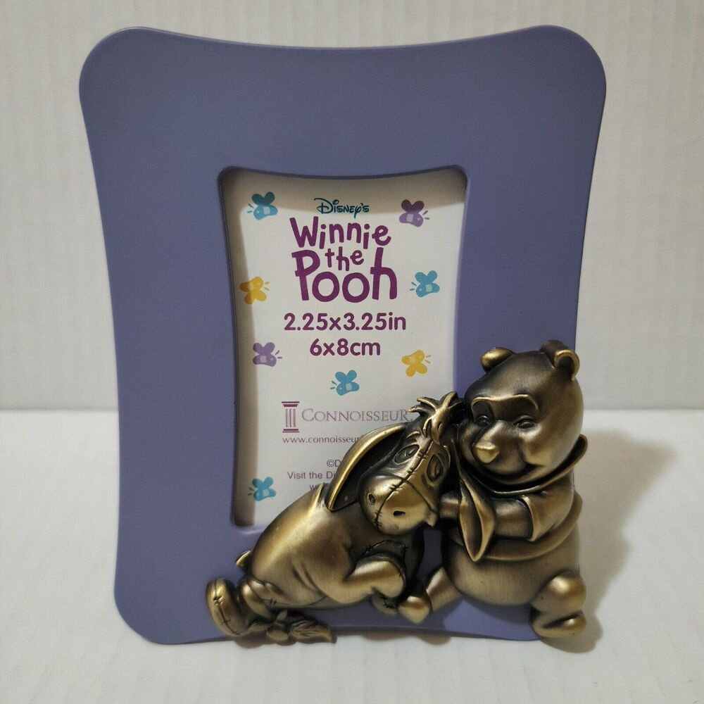 Vintage 2001 Disney Winnie the Pooh Eeyore Purple Brass Photo Frame Connoisseur